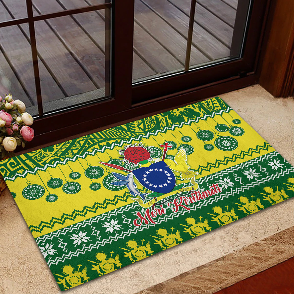 Cook Islands Christmas Rubber Doormat Santa Beach Meri Kiritimiti LT9 - Polynesian Pride