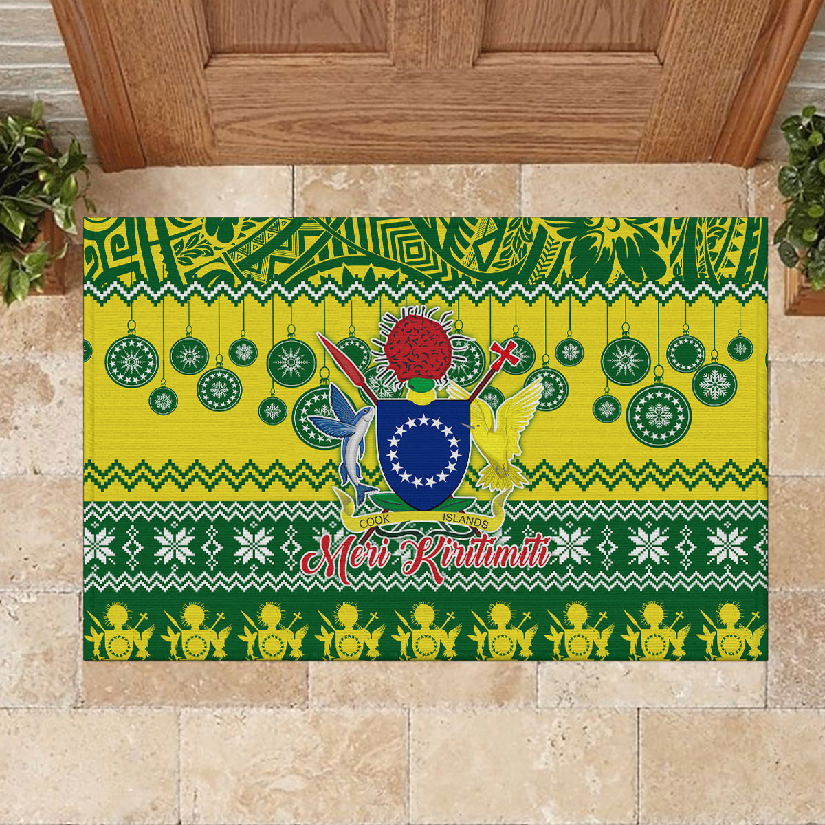 Cook Islands Christmas Rubber Doormat Santa Beach Meri Kiritimiti LT9 - Polynesian Pride