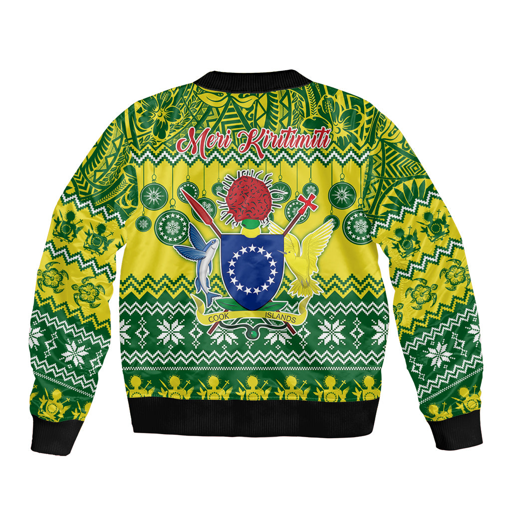 Cook Islands Christmas Sleeve Zip Bomber Jacket Santa Beach Meri Kiritimiti LT9 - Polynesian Pride