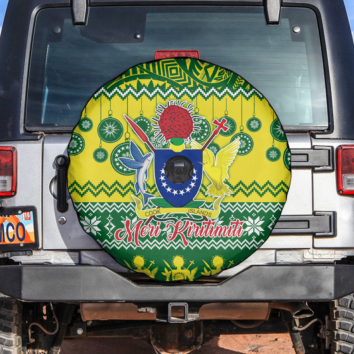 Cook Islands Christmas Spare Tire Cover Santa Beach Meri Kiritimiti LT9 - Polynesian Pride