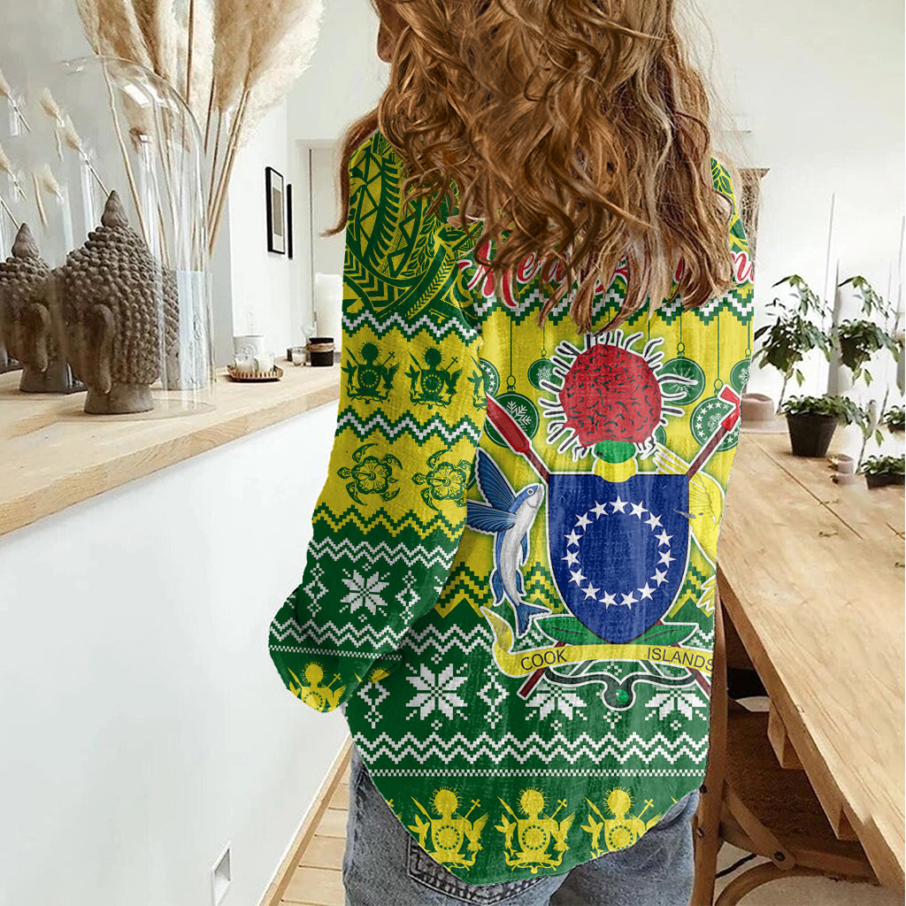 Cook Islands Christmas Women Casual Shirt Santa Beach Meri Kiritimiti LT9 - Polynesian Pride
