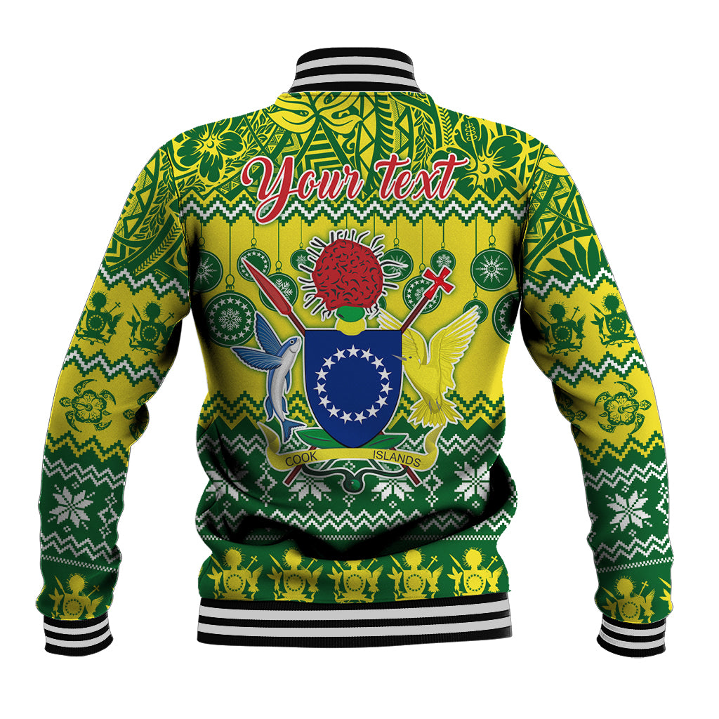 Personalised Cook Islands Christmas Baseball Jacket Santa Beach Meri Kiritimiti LT9 - Polynesian Pride