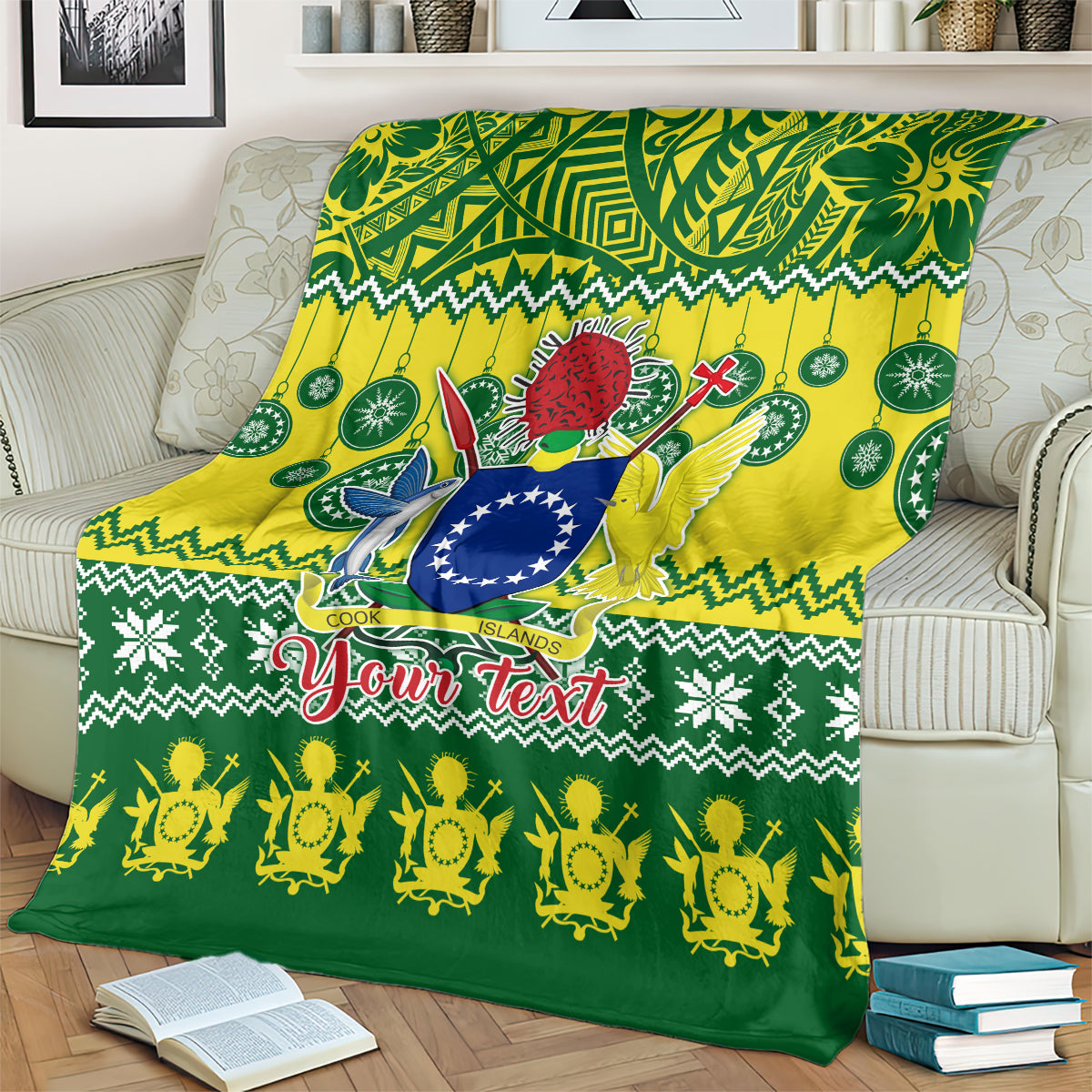 Personalised Cook Islands Christmas Blanket Santa Beach Meri Kiritimiti LT9 - Polynesian Pride