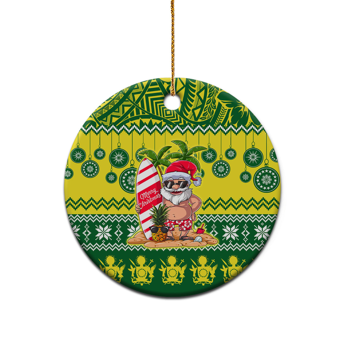 Personalised Cook Islands Christmas Ceramic Ornament Santa Beach Meri Kiritimiti LT9 - Polynesian Pride