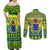 Personalised Cook Islands Christmas Couples Matching Off Shoulder Maxi Dress and Long Sleeve Button Shirt Santa Beach Meri Kiritimiti LT9 - Polynesian Pride