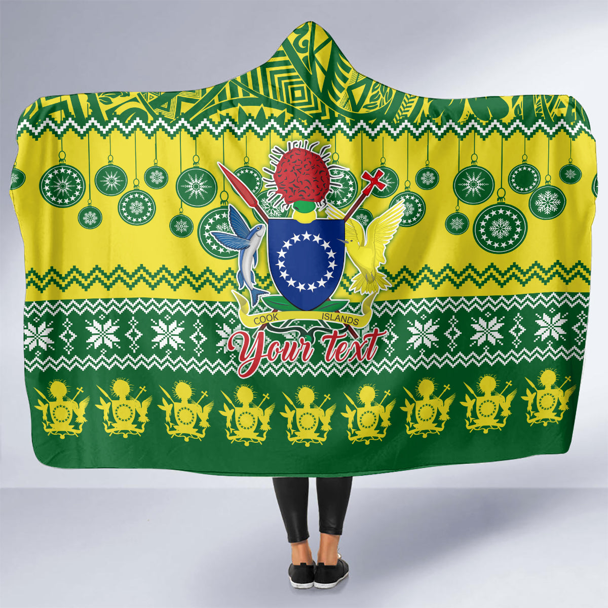 Personalised Cook Islands Christmas Hooded Blanket Santa Beach Meri Kiritimiti LT9 - Polynesian Pride