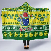 Personalised Cook Islands Christmas Hooded Blanket Santa Beach Meri Kiritimiti LT9 - Polynesian Pride