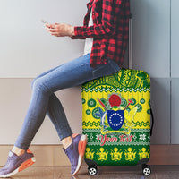Personalised Cook Islands Christmas Luggage Cover Santa Beach Meri Kiritimiti LT9 - Polynesian Pride