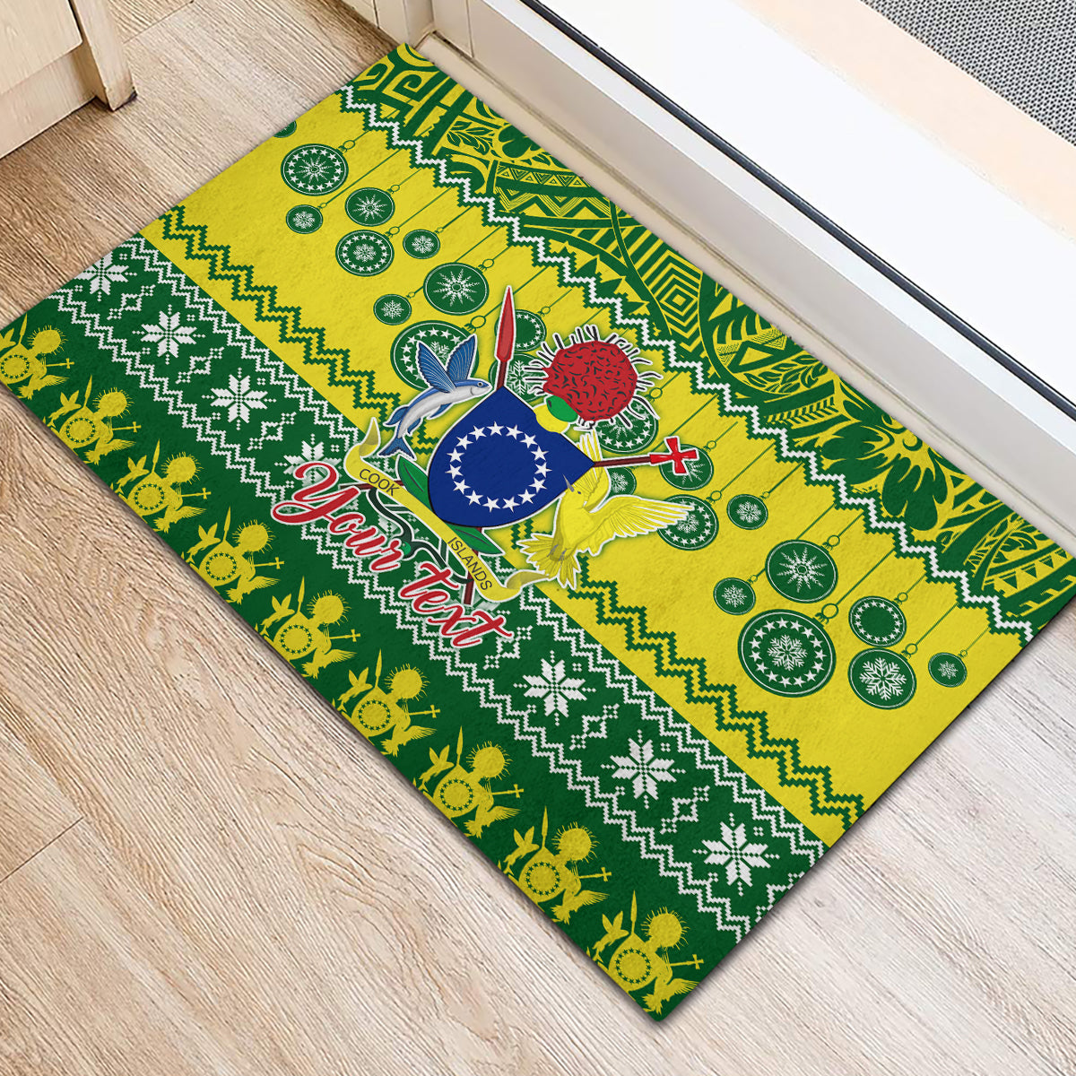 Personalised Cook Islands Christmas Rubber Doormat Santa Beach Meri Kiritimiti LT9 - Polynesian Pride