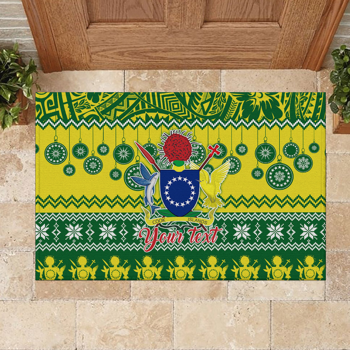 Personalised Cook Islands Christmas Rubber Doormat Santa Beach Meri Kiritimiti LT9 - Polynesian Pride