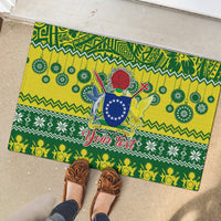 Personalised Cook Islands Christmas Rubber Doormat Santa Beach Meri Kiritimiti LT9 - Polynesian Pride