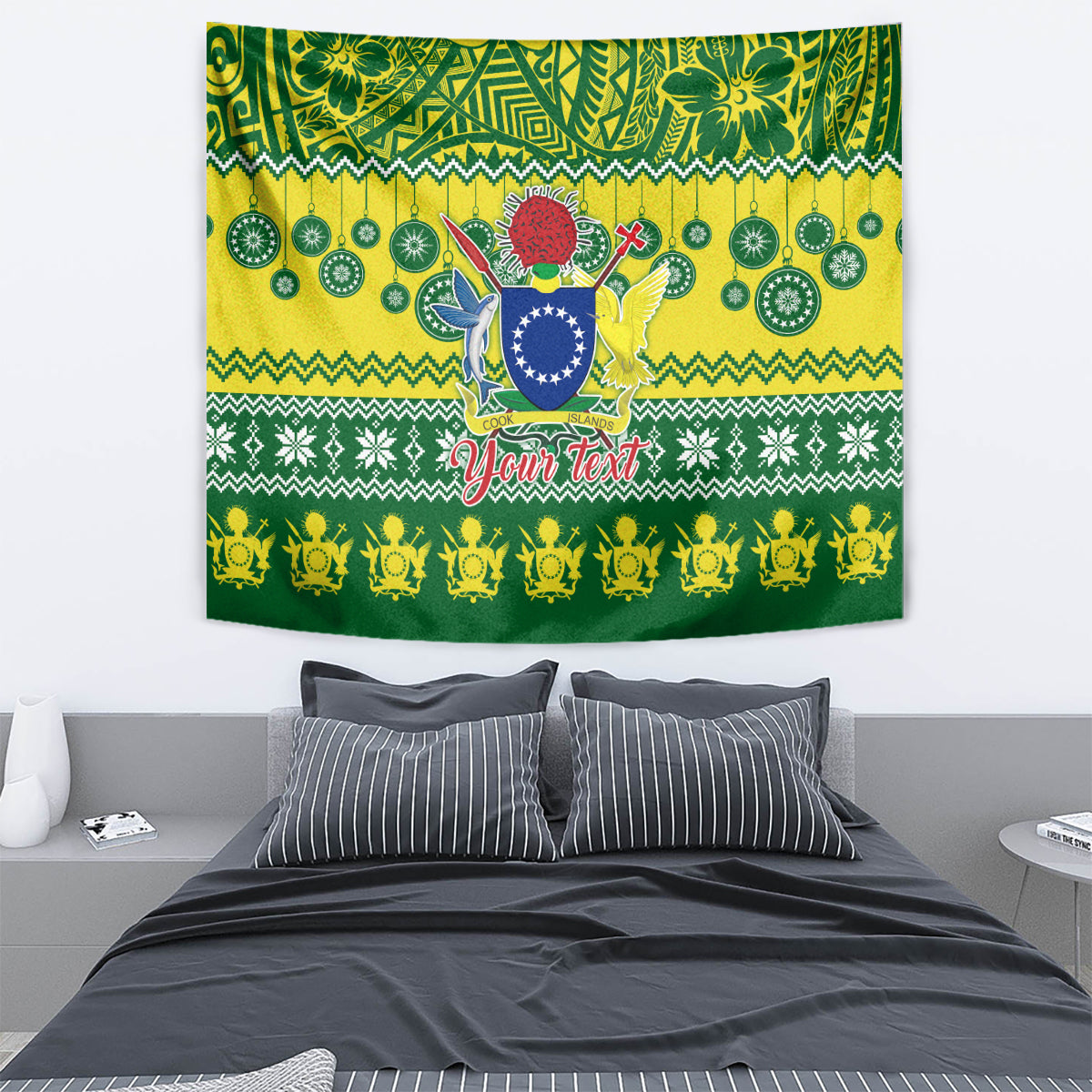Personalised Cook Islands Christmas Tapestry Santa Beach Meri Kiritimiti LT9 - Polynesian Pride