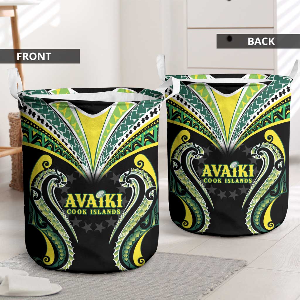 Rugby Cook Islands Avaiki Laundry Basket Black Kuki Airani Tribal Maori Inspired - Polynesian Pride