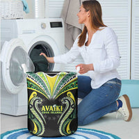 Rugby Cook Islands Avaiki Laundry Basket Black Kuki Airani Tribal Maori Inspired - Polynesian Pride