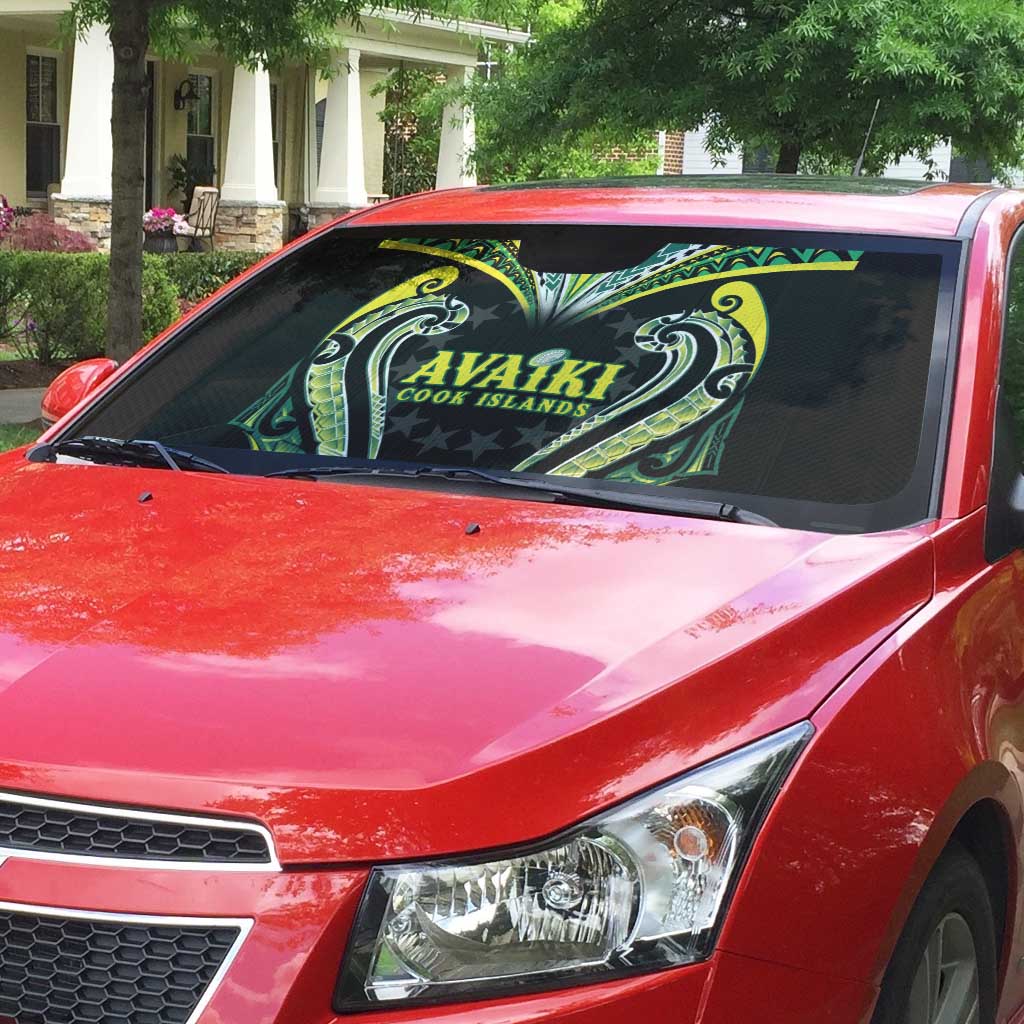 Rugby Cook Islands Avaiki Auto Sun Shade Black Kuki Airani Tribal Maori Inspired - Polynesian Pride