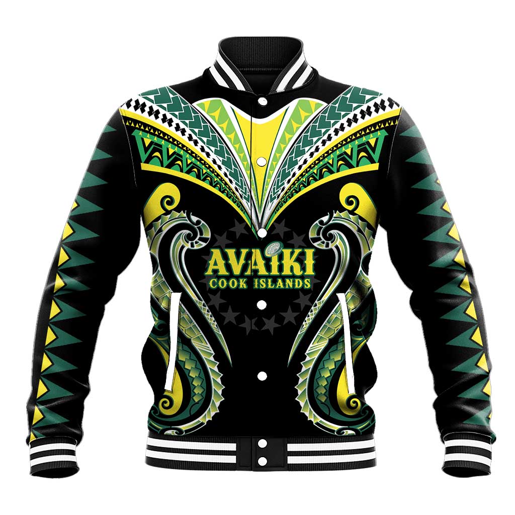 Custom Rugby Cook Islands Avaiki Baseball Jacket Black Kuki Airani Tribal Maori Inspired - Polynesian Pride