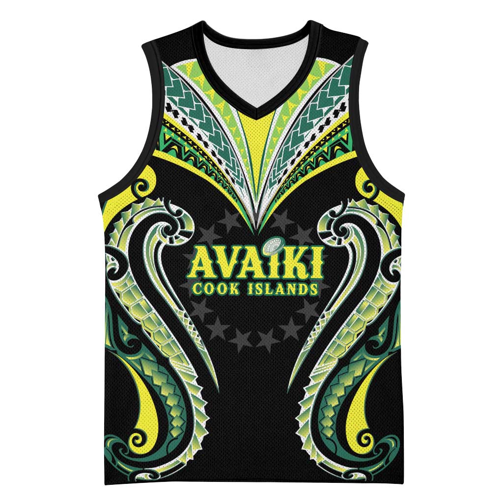Custom Rugby Cook Islands Avaiki Basketball Jersey Black Kuki Airani Tribal Maori Inspired - Polynesian Pride