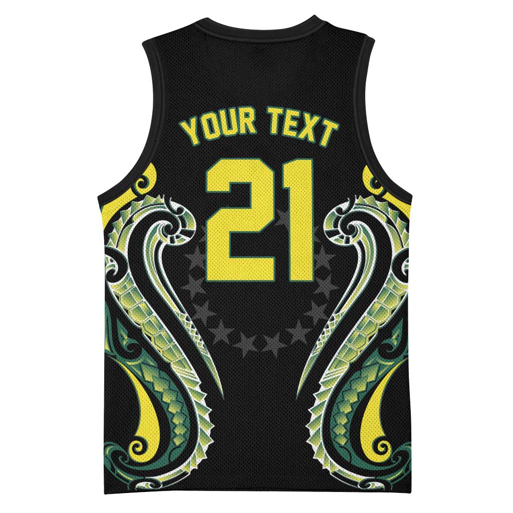 Custom Rugby Cook Islands Avaiki Basketball Jersey Black Kuki Airani Tribal Maori Inspired - Polynesian Pride