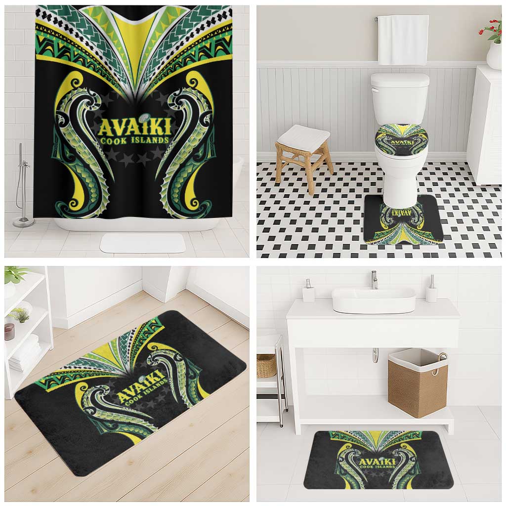 Rugby Cook Islands Avaiki Bathroom Set Black Kuki Airani Tribal Maori Inspired - Polynesian Pride
