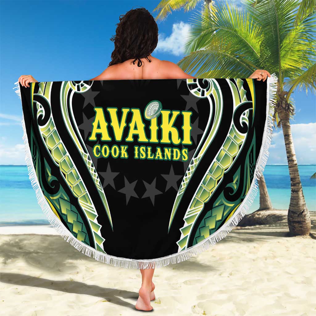 Rugby Cook Islands Avaiki Beach Blanket Black Kuki Airani Tribal Maori Inspired - Polynesian Pride