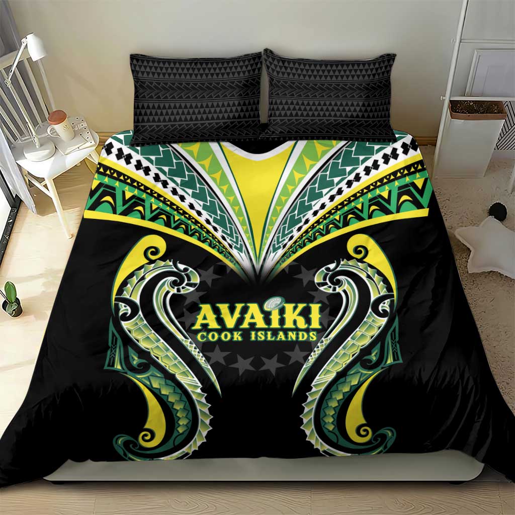 Rugby Cook Islands Avaiki Bedding Set Black Kuki Airani Tribal Maori Inspired - Polynesian Pride