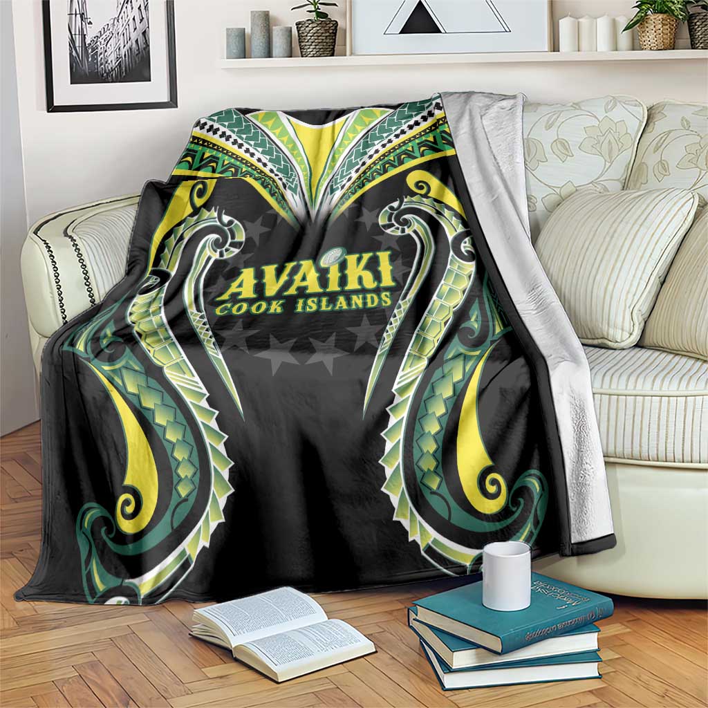 Rugby Cook Islands Avaiki Blanket Black Kuki Airani Tribal Maori Inspired - Polynesian Pride