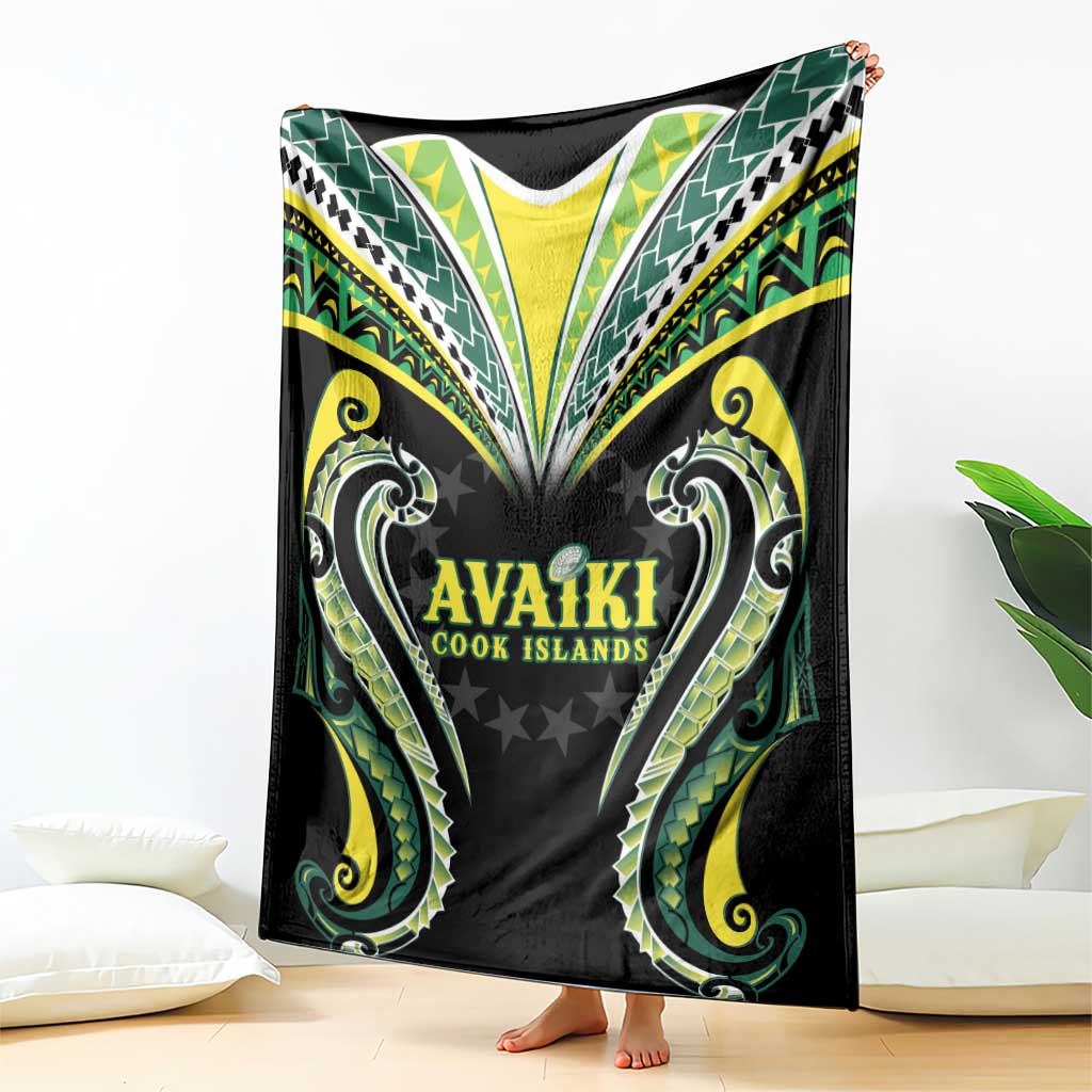 Rugby Cook Islands Avaiki Blanket Black Kuki Airani Tribal Maori Inspired - Polynesian Pride
