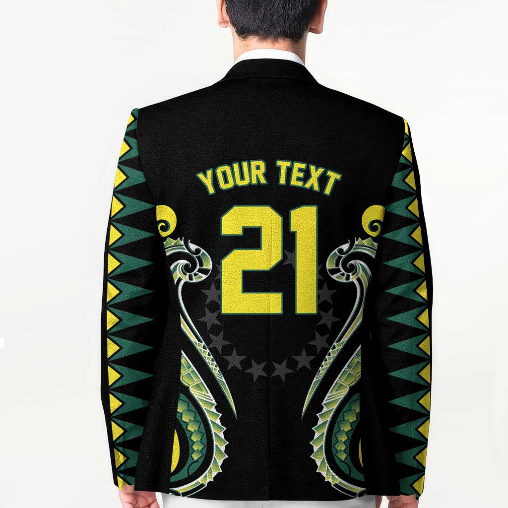 Custom Rugby Cook Islands Avaiki Blazer Black Kuki Airani Tribal Maori Inspired - Polynesian Pride