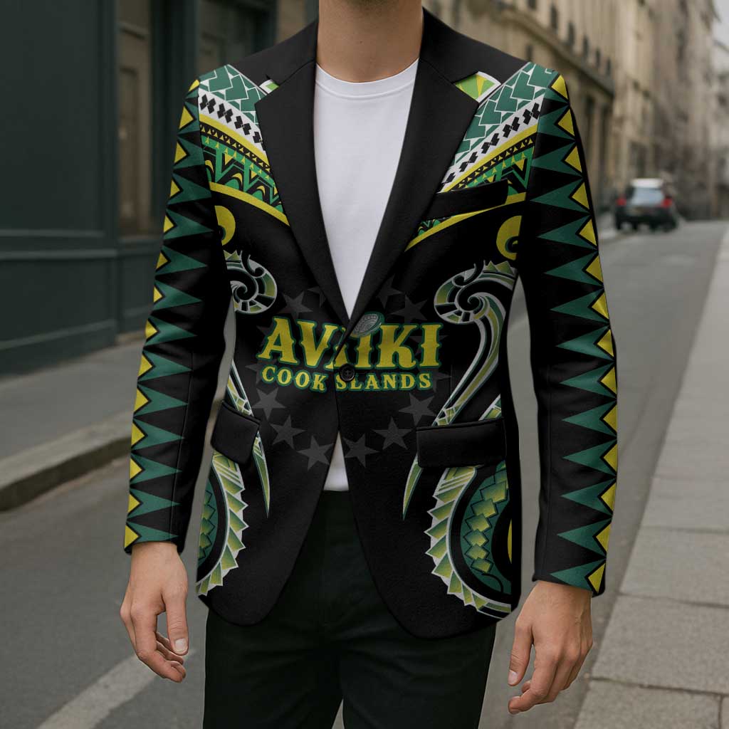 Custom Rugby Cook Islands Avaiki Blazer Black Kuki Airani Tribal Maori Inspired - Polynesian Pride