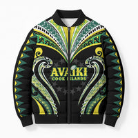 Custom Rugby Cook Islands Avaiki Bomber Puffer Jacket Black Kuki Airani Tribal Maori Inspired - Polynesian Pride
