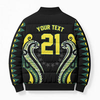 Custom Rugby Cook Islands Avaiki Bomber Puffer Jacket Black Kuki Airani Tribal Maori Inspired - Polynesian Pride
