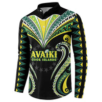 Custom Rugby Cook Islands Avaiki Button Sweatshirt Black Kuki Airani Tribal Maori Inspired - Polynesian Pride