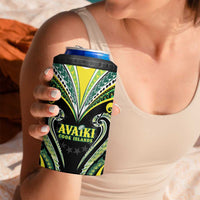 Custom Rugby Cook Islands Avaiki 4 in 1 Can Cooler Tumbler Black Kuki Airani Tribal Maori Inspired - Polynesian Pride
