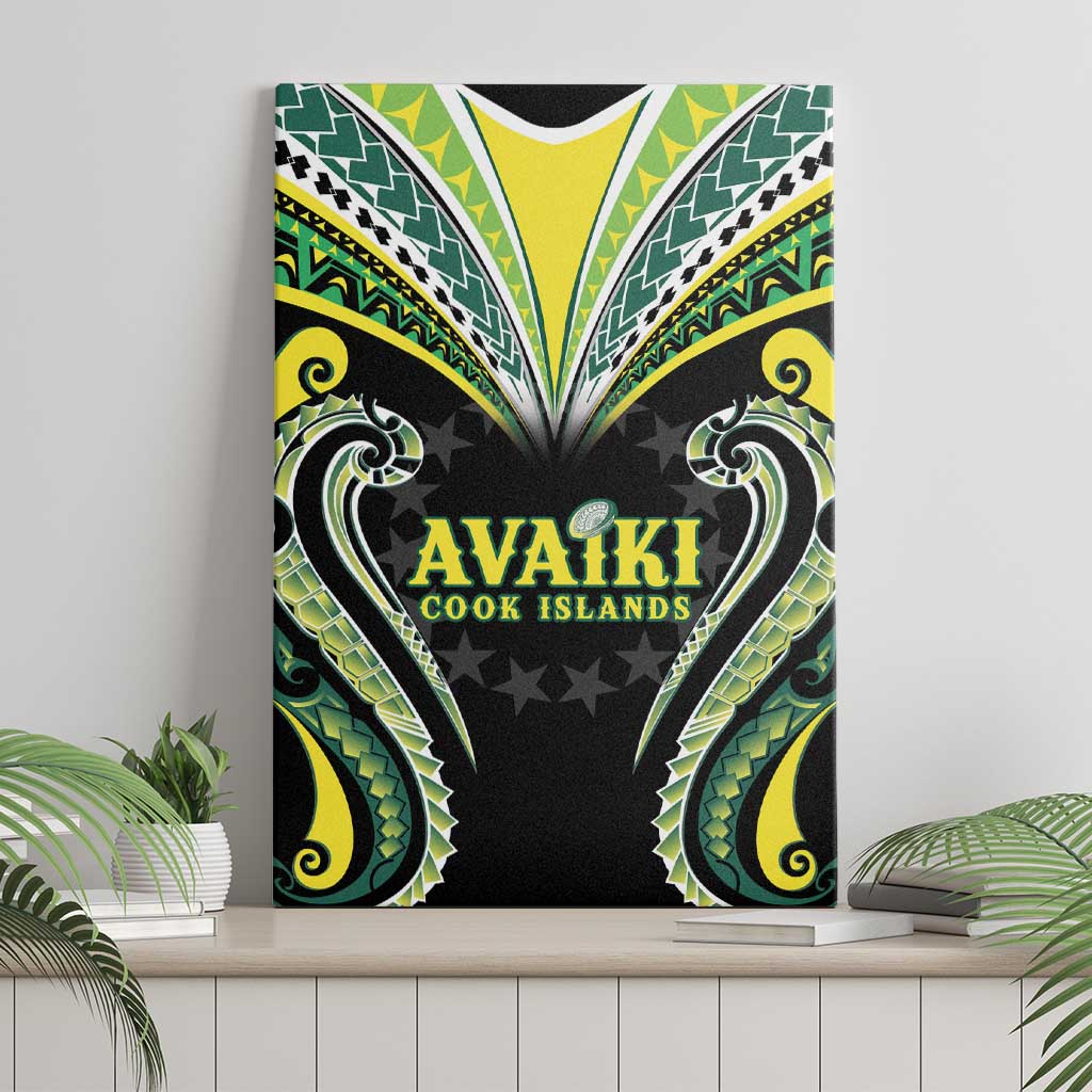 Rugby Cook Islands Avaiki Canvas Wall Art Black Kuki Airani Tribal Maori Inspired - Polynesian Pride