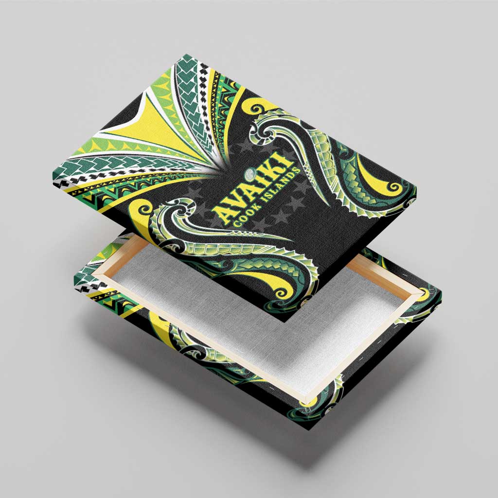 Rugby Cook Islands Avaiki Canvas Wall Art Black Kuki Airani Tribal Maori Inspired - Polynesian Pride