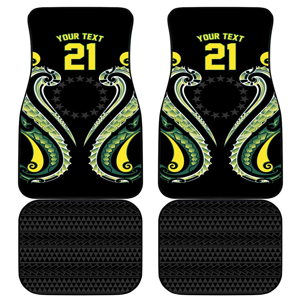 Custom Rugby Cook Islands Avaiki Car Mats Black Kuki Airani Tribal Maori Inspired - Polynesian Pride