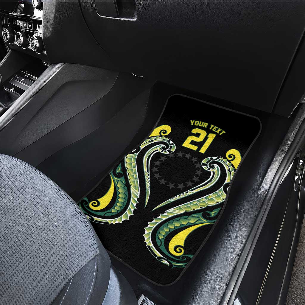 Custom Rugby Cook Islands Avaiki Car Mats Black Kuki Airani Tribal Maori Inspired - Polynesian Pride