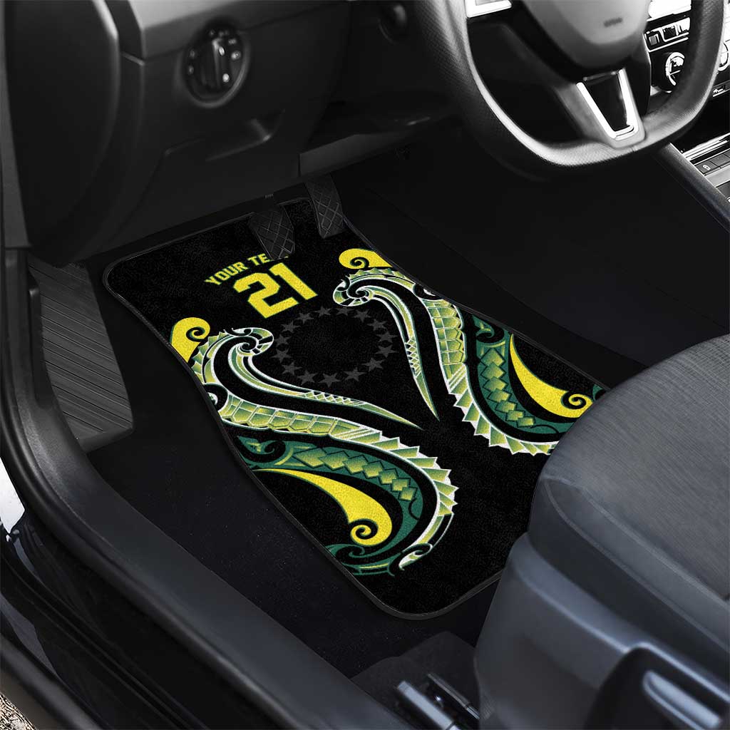 Custom Rugby Cook Islands Avaiki Car Mats Black Kuki Airani Tribal Maori Inspired - Polynesian Pride