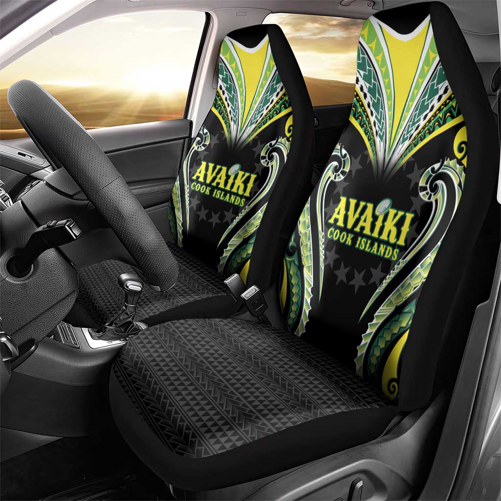 Rugby Cook Islands Avaiki Car Seat Cover Black Kuki Airani Tribal Maori Inspired - Polynesian Pride