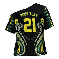 Custom Rugby Cook Islands Avaiki Cross Shoulder Shirt Black Kuki Airani Tribal Maori Inspired - Polynesian Pride