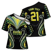 Custom Rugby Cook Islands Avaiki Cross Shoulder Shirt Black Kuki Airani Tribal Maori Inspired - Polynesian Pride