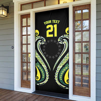 Custom Rugby Cook Islands Avaiki Door Cover Black Kuki Airani Tribal Maori Inspired - Polynesian Pride