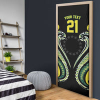 Custom Rugby Cook Islands Avaiki Door Cover Black Kuki Airani Tribal Maori Inspired - Polynesian Pride