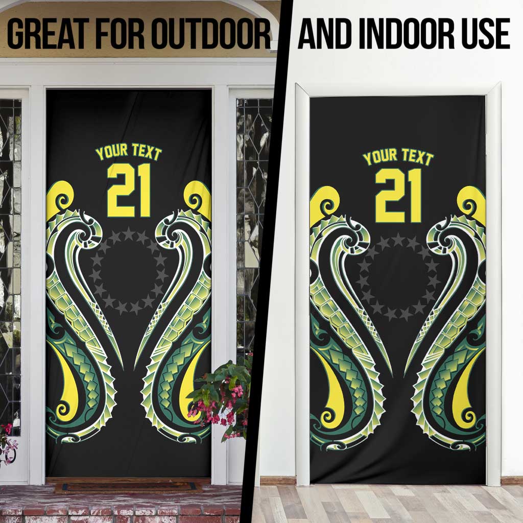 Custom Rugby Cook Islands Avaiki Door Cover Black Kuki Airani Tribal Maori Inspired - Polynesian Pride