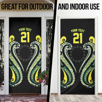 Custom Rugby Cook Islands Avaiki Door Cover Black Kuki Airani Tribal Maori Inspired - Polynesian Pride