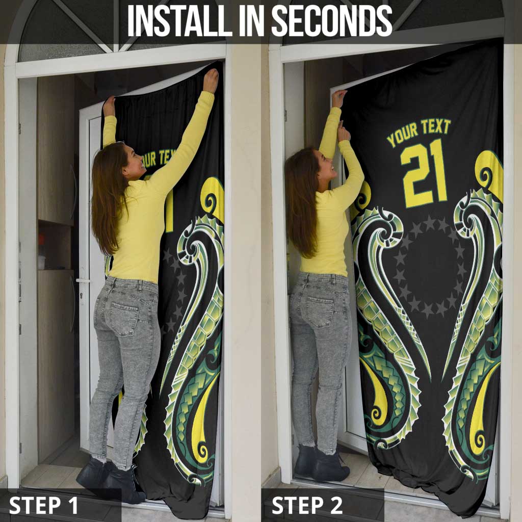 Custom Rugby Cook Islands Avaiki Door Cover Black Kuki Airani Tribal Maori Inspired - Polynesian Pride