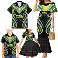 Custom Rugby Cook Islands Avaiki Family Matching Mermaid Dress and Hawaiian Shirt Black Kuki Airani Tribal Maori Inspired - Polynesian Pride