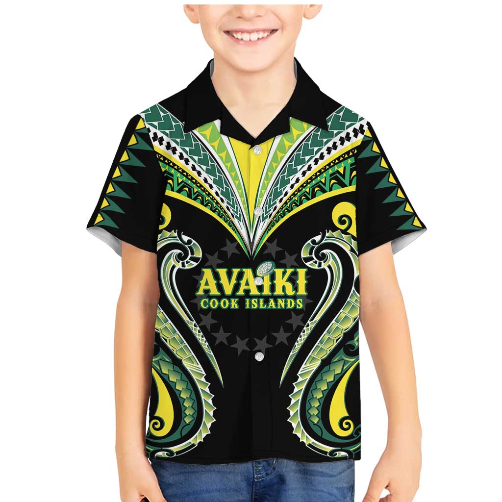 Custom Rugby Cook Islands Avaiki Family Matching Mermaid Dress and Hawaiian Shirt Black Kuki Airani Tribal Maori Inspired - Polynesian Pride