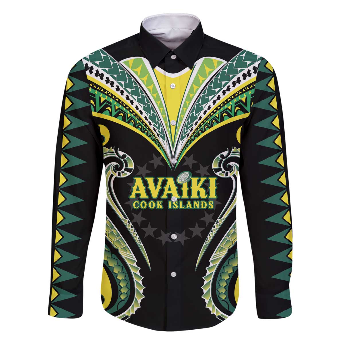 Custom Rugby Cook Islands Avaiki Family Matching Off The Shoulder Long Sleeve Dress and Hawaiian Shirt Black Kuki Airani Tribal Maori Inspired - Polynesian Pride