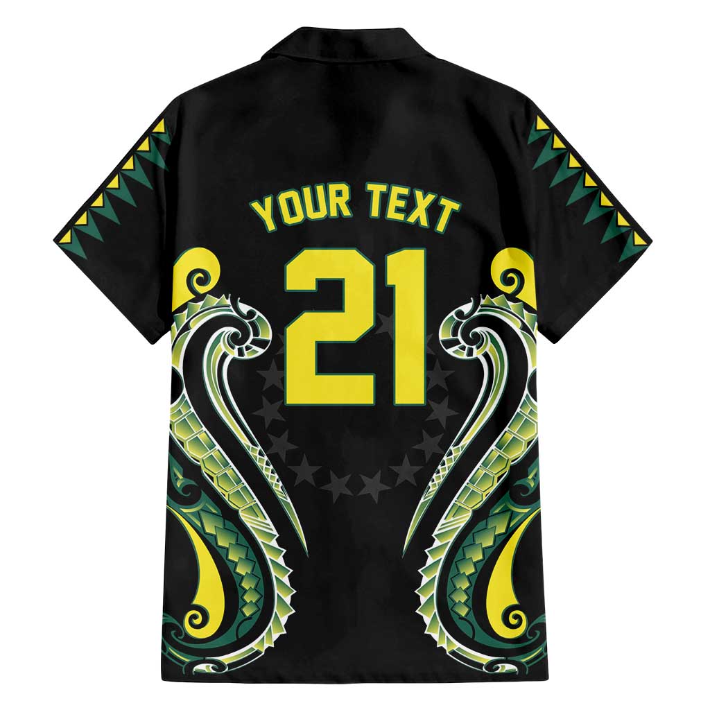 Custom Rugby Cook Islands Avaiki Family Matching Off Shoulder Short Dress and Hawaiian Shirt Black Kuki Airani Tribal Maori Inspired - Polynesian Pride